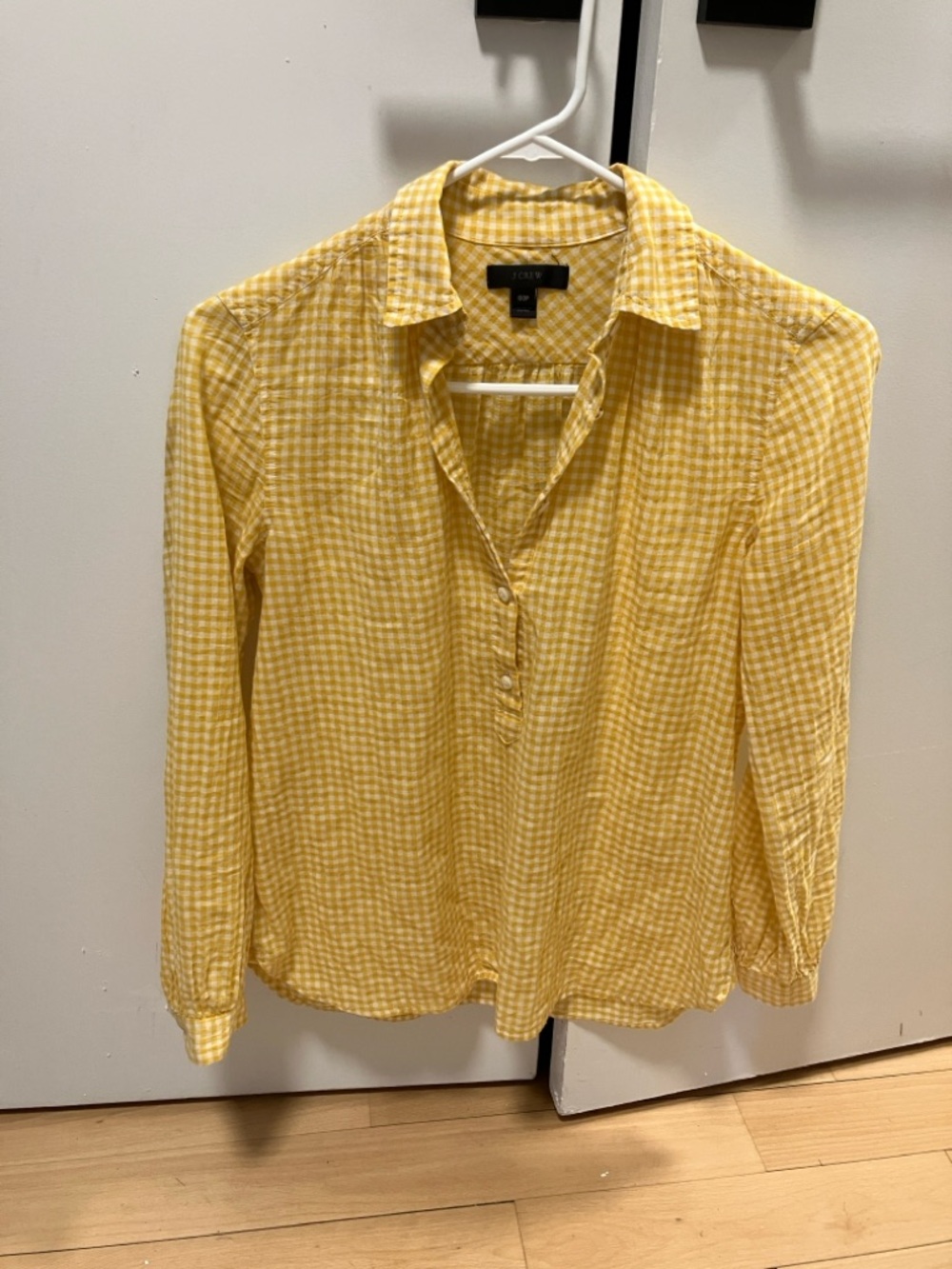 J. Crew Yellow Gingham Collared Button Shirt, Size 00P, Great condition